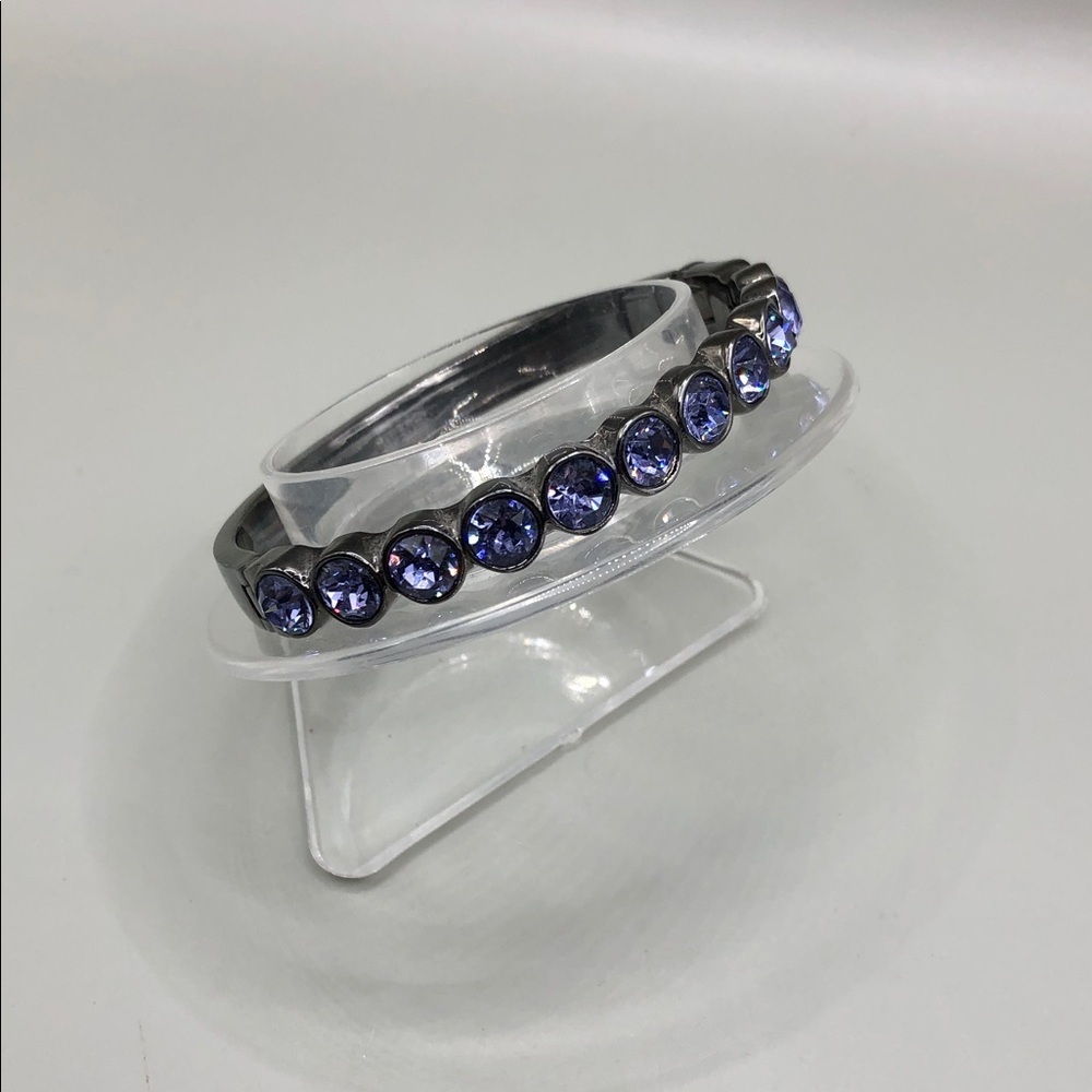Givenchy gunmetal sparkling purple crystals hinge bracelet dressy statement look